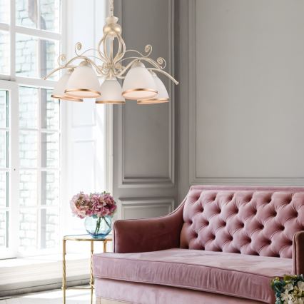 Πολυέλαιος με αλυσίδα RETRO II 5xE27/60W/230V λευκή πατίνα