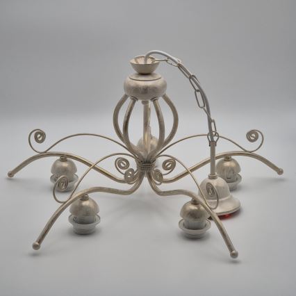 Πολυέλαιος με αλυσίδα RETRO II 5xE27/60W/230V λευκή πατίνα