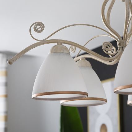 Πολυέλαιος με αλυσίδα RETRO II 5xE27/60W/230V λευκή πατίνα