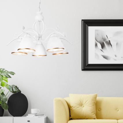 Πολυέλαιος με αλυσίδα RETRO II 5xE27/60W/230V λευκός