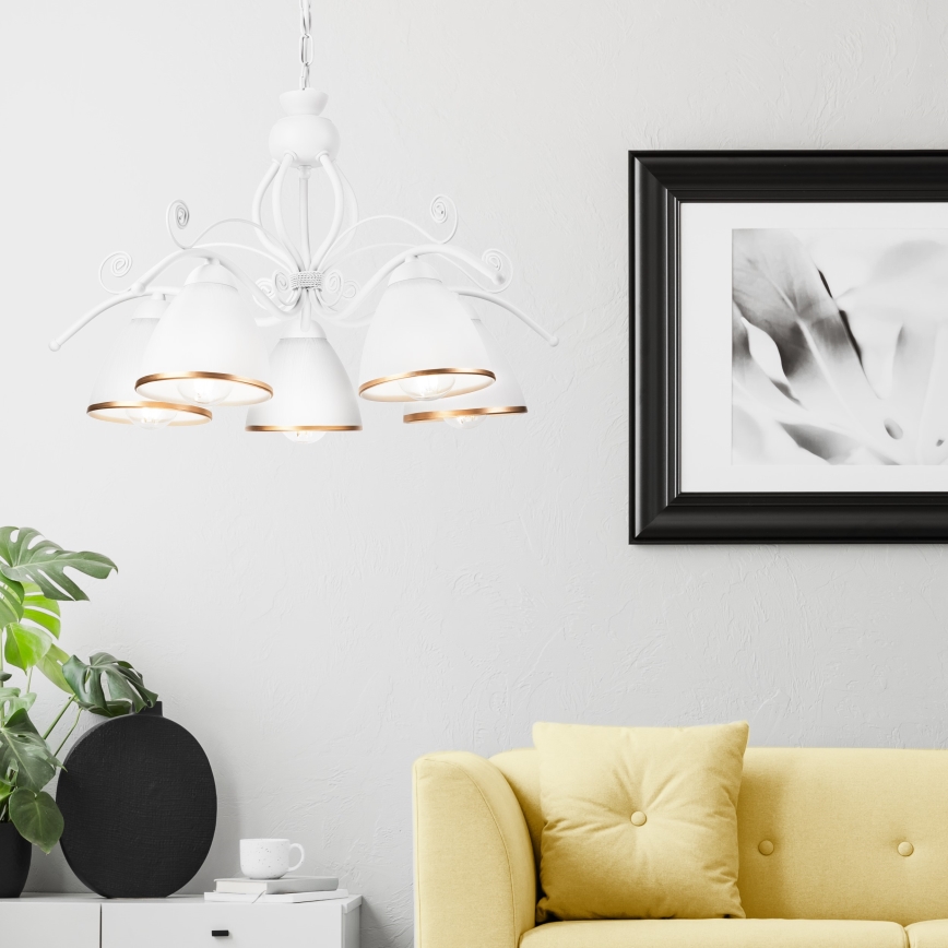 Πολυέλαιος με αλυσίδα RETRO II 5xE27/60W/230V λευκός