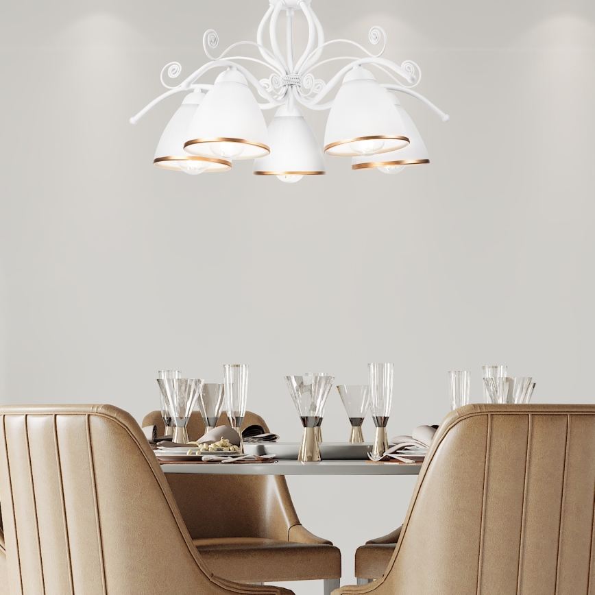 Πολυέλαιος με αλυσίδα RETRO II 5xE27/60W/230V λευκός