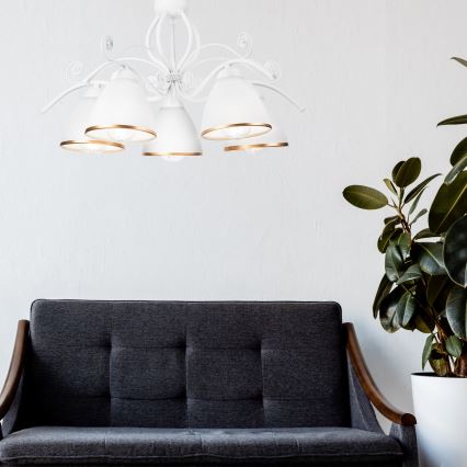 Πολυέλαιος με αλυσίδα RETRO II 5xE27/60W/230V λευκός