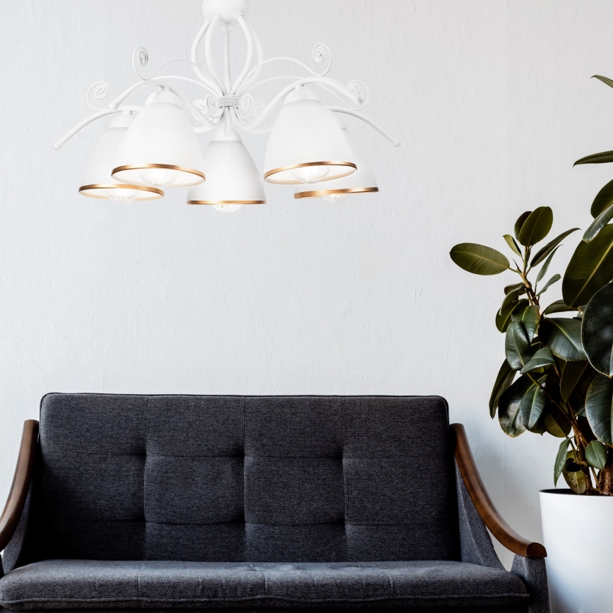 Πολυέλαιος με αλυσίδα RETRO II 5xE27/60W/230V λευκός