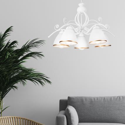 Πολυέλαιος με αλυσίδα RETRO II 5xE27/60W/230V λευκός