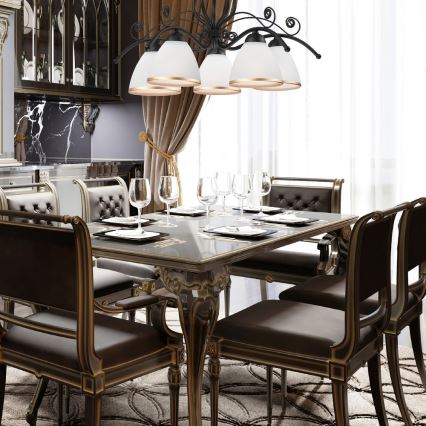 Πολυέλαιος με αλυσίδα RETRO II 5xE27/60W/230V μαύρο ματ