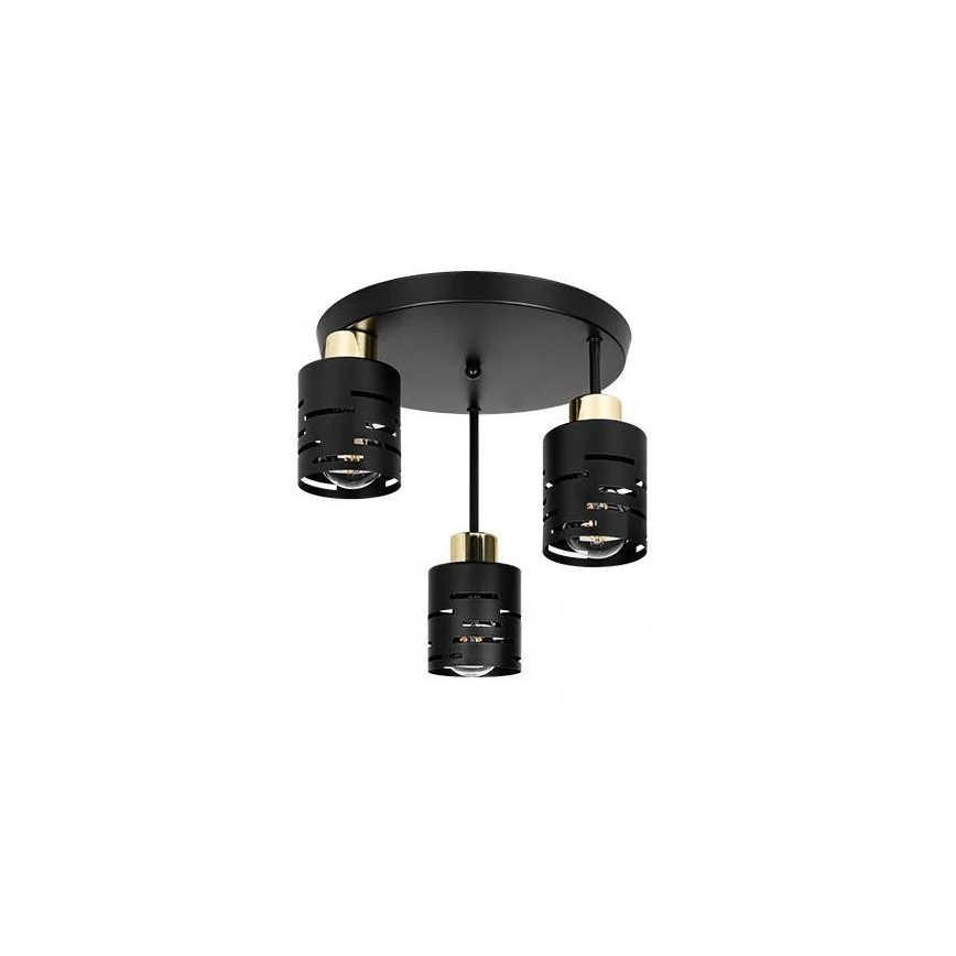 Πολυέλαιος οροφής ELEN 3xE27/35W/230V μαύρο/χρυσό