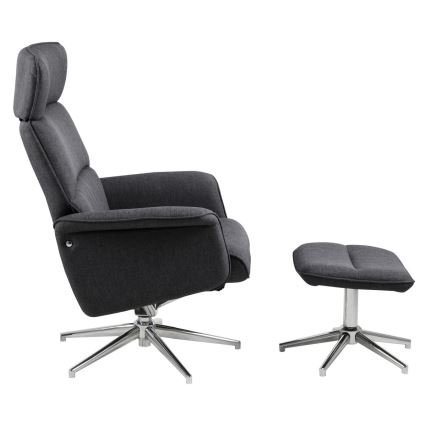 Πολυθρόνα ρυθμιζόμενη με υποπόδιο DELIA σε σκούρο γκρι