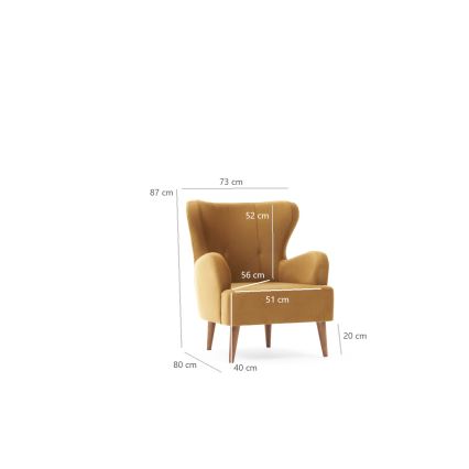 Πολυθρόνα τύπου wingback NEKO, χρυσή
