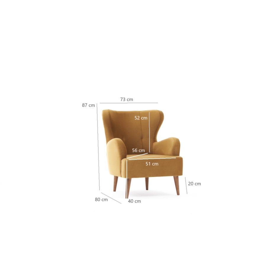 Πολυθρόνα τύπου wingback NEKO, χρυσή
