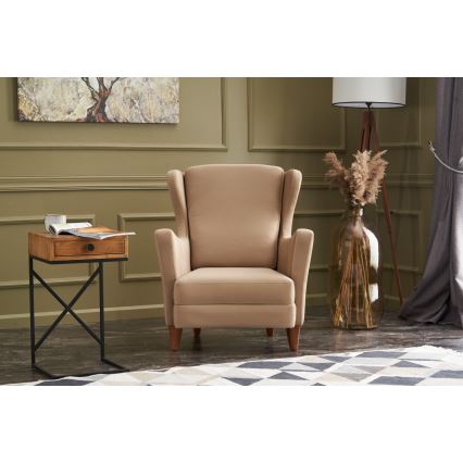 Πολυθρόνα τύπου wingback NUPI — κρεμ απόχρωση