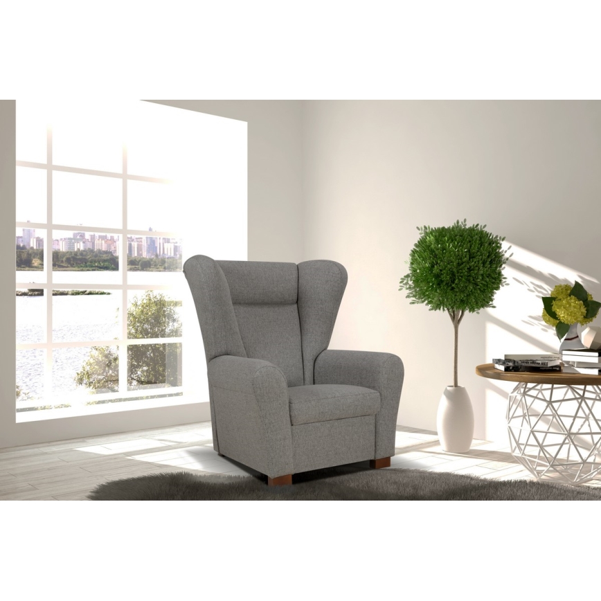 Πολυθρόνα VIVA τύπου wingback σε σκούρο γκρι