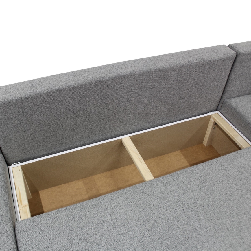 Πολυμορφικός αναστρέψιμος γωνιακός καναπές-κρεβάτι σε σχήμα U ALMEIDA με αποθηκευτικό χώρο, γκρι