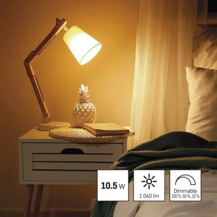 Ρυθμιζόμενη λάμπα LED A60 E27/10,5W/230V 2700K