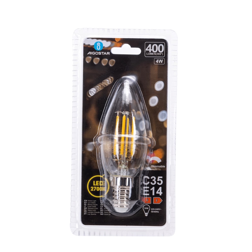 Ρυθμιζόμενη λάμπα LED FILAMENT C35 E14/4W/230V 2700K - Aigostar