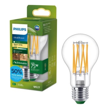 Ρυθμιζόμενη λάμπα LED ULTRAEFFICIENT VINTAGE Philips A60 E27/5,2W/230V 2700K
