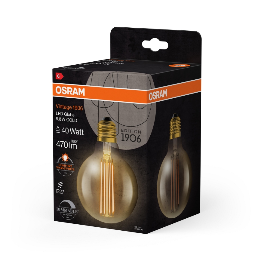 Ρυθμιζόμενη λάμπα LED VINTAGE FILAMENT E27/5,8W/230V 2200K - Osram
