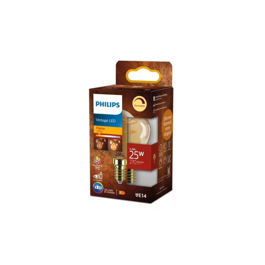 Ρυθμιζόμενη λάμπα LED VINTAGE Philips P45 E14/3,1W/230V 2200K