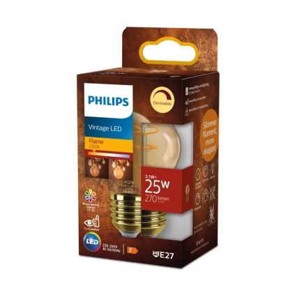Ρυθμιζόμενη λάμπα LED VINTAGE Philips P45 E27/3,1W/230V 2200K CRI 90
