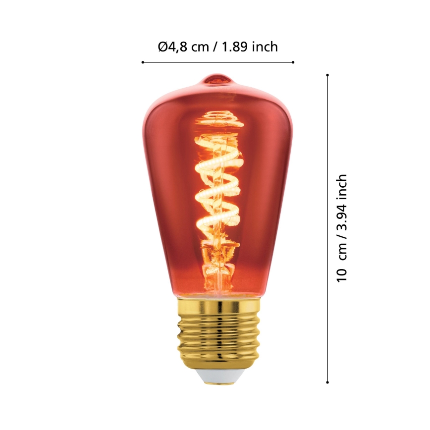 Ρυθμιζόμενη λάμπα LED VINTAGE ST48 E27/4W/230V 2000K κόκκινη - Eglo 110199