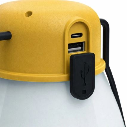 LED φορητή επαναφορτιζόμενη λάμπα με ρυθμιζόμενη φωτεινότητα και λειτουργία powerbank LUMINA MINIO LED/5V 1800 mAh IP44 κίτρινη