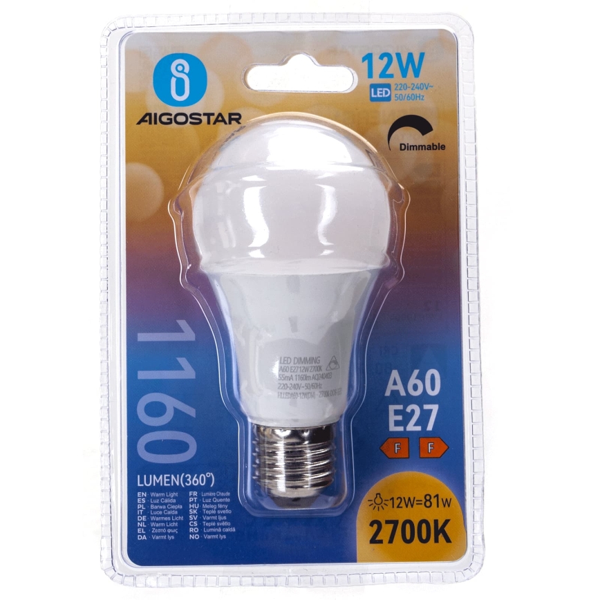 Ρυθμιζόμενη LED λάμπα A60 E27/12W/230V 2700K - Aigostar