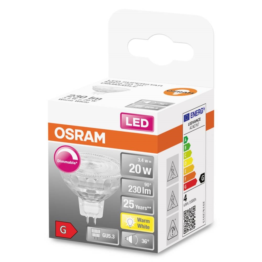 Ρυθμιζόμενη LED λάμπα GU5,3/3,4W/12V 2700K CRI 90 - Osram