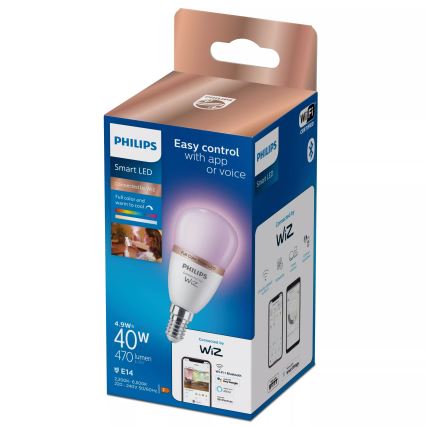 LED RGB Ρυθμιζόμενη λάμπα Philips SMART P45 E14/4,9W/230V 2200-6500K CRI 90