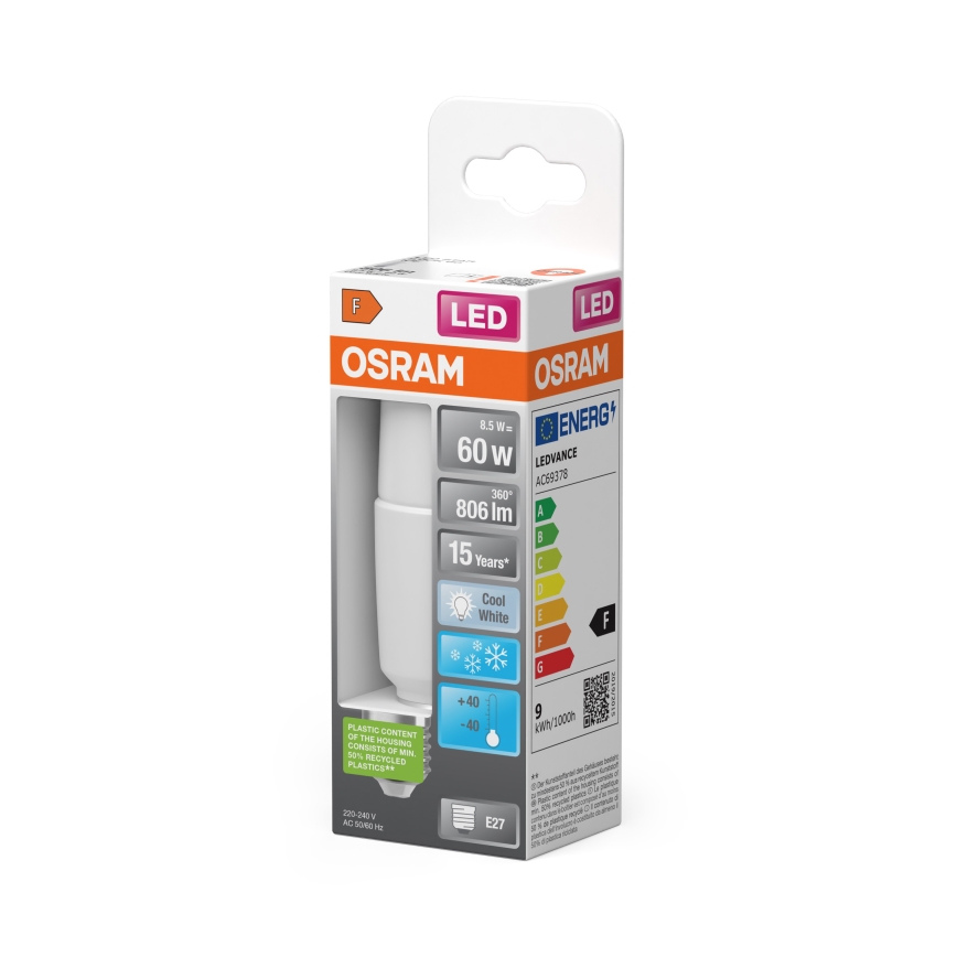 Ρυθμιζόμενη LED λάμπα STICK E27/8,5W/230V 4000K - Osram
