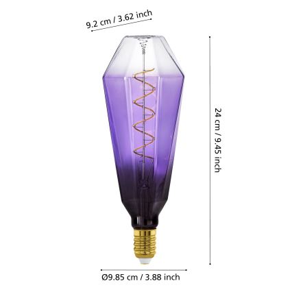 Ρυθμιζόμενη LED λάμπα VINTAGE E27/4W/230V 1800K μωβ - Eglo 110237