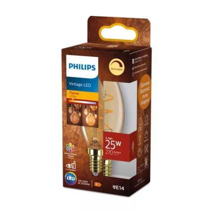 Ρυθμιζόμενη LED λάμπα VINTAGE Philips B35 E14/3,1W/230V 2200K CRI 90
