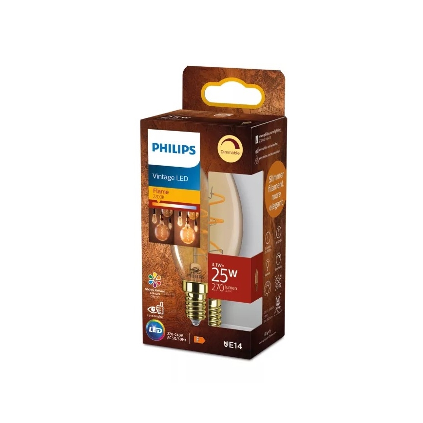 Ρυθμιζόμενη LED λάμπα VINTAGE Philips B35 E14/3,1W/230V 2200K CRI 90