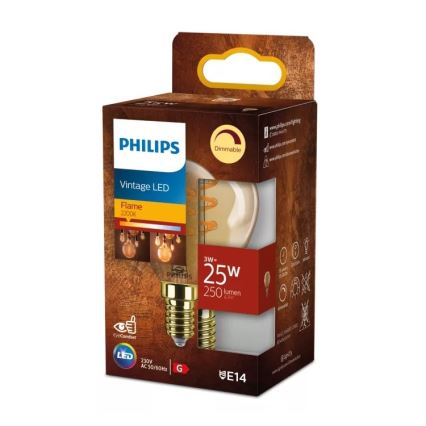Ρυθμιζόμενη LED λάμπα VINTAGE Philips P45 E14/3W/230V 2200K