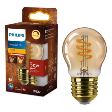 Ρυθμιζόμενη LED λάμπα VINTAGE Philips P45 E27/3W/230V 2200K