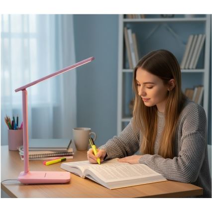 Ρυθμιζόμενη LED επιτραπέζια λάμπα NOBLITE N LED/7W/230V 3000/4000/6500K ροζ