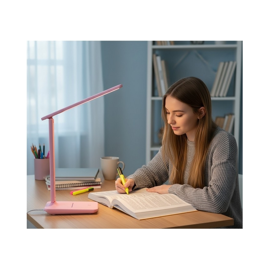 Ρυθμιζόμενη LED επιτραπέζια λάμπα NOBLITE N LED/7W/230V 3000/4000/6500K ροζ