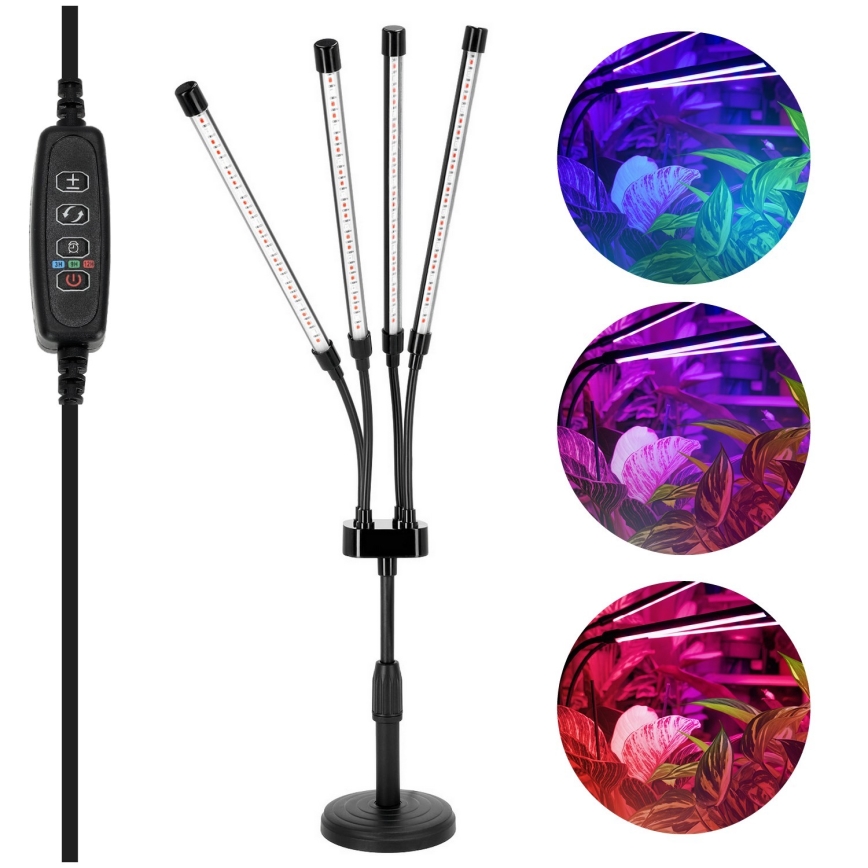 LED ρυθμιζόμενο εύκαμπτο επιτραπέζιο φωτιστικό για την καλλιέργεια φυτών VITARO 4xLED/10W/230V μαύρο