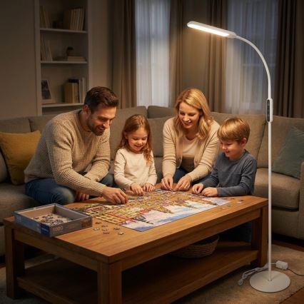 LED Ρυθμιζόμενη επιδαπέδια λάμπα TEILO LED/10W/230V 3000/4000/6500K λευκή + τηλεχειριστήριο