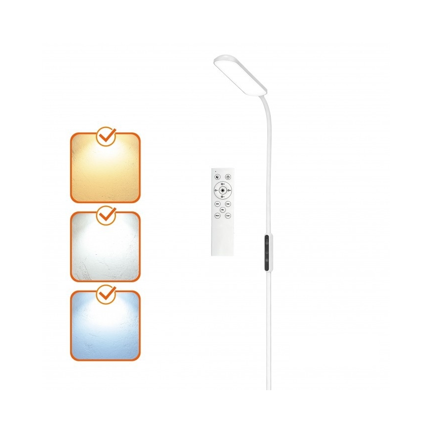 LED Ρυθμιζόμενη επιδαπέδια λάμπα TEILO LED/10W/230V 3000/4000/6500K λευκή + τηλεχειριστήριο