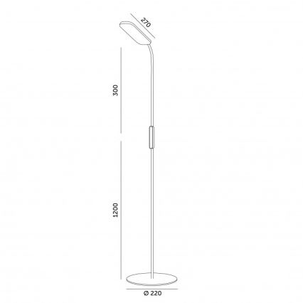 LED Ρυθμιζόμενη επιδαπέδια λάμπα TEILO LED/10W/230V 3000/4000/6500K λευκή + τηλεχειριστήριο