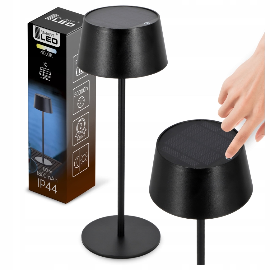 Ρυθμιζόμενη ηλιακή λάμπα αφής LED/3W/5V USB 1800 mAh IP44 μαύρη