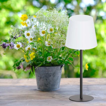 LED RGBW ρυθμιζόμενο επιτραπέζιο φωτιστικό εξωτερικού χώρου με έλεγχο αφής LUCIA LED/2W/5V 1800/2700/6500K 3600 mAh IP44 μαύρο