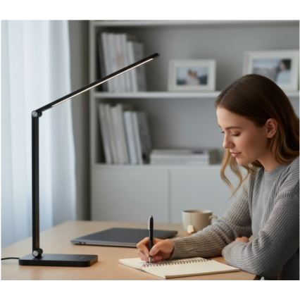 LED Ρυθμιζόμενο επιτραπέζιο φωτιστικό με ασύρματη φόρτιση QI NOBLITE Q LED/7W/230V 3000/4000/6500K μαύρο