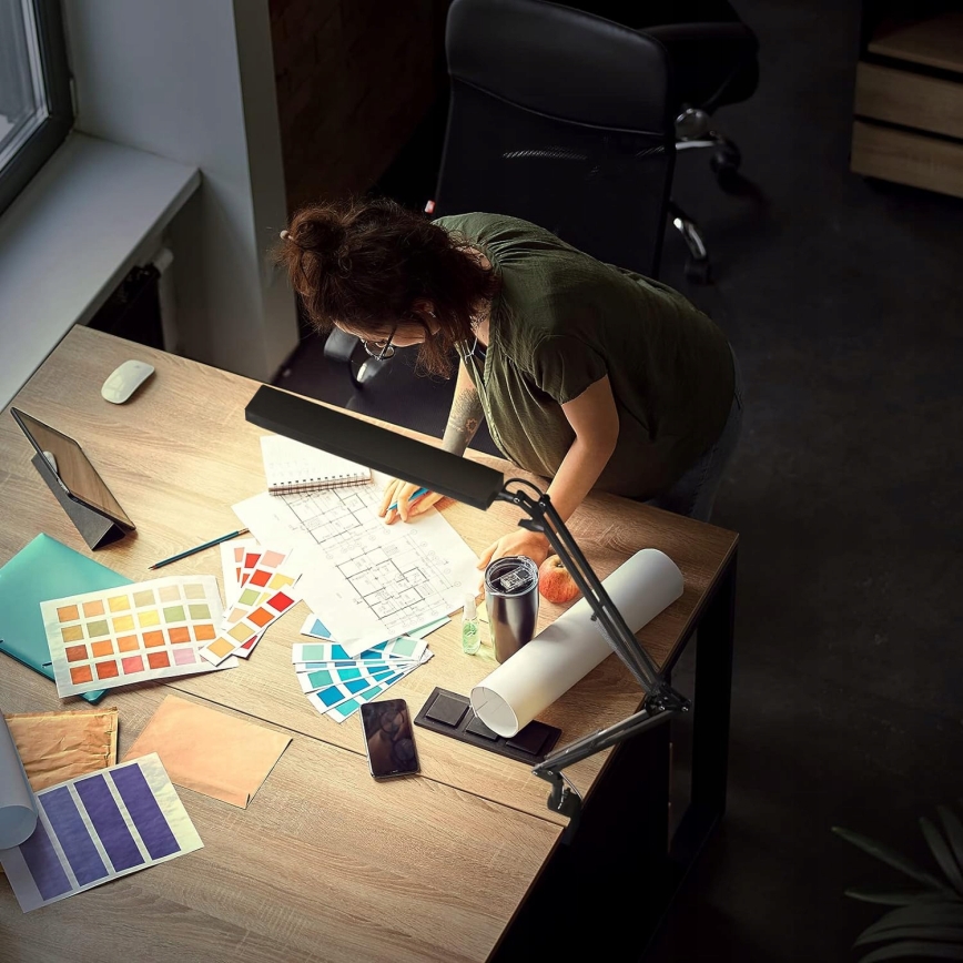 Ρυθμιζόμενη LED επιτραπέζια λάμπα με έλεγχο αφής, εύκαμπτη, με σφιγκτήρα LED/10W/5/230V 3000/4000/6000K μαύρη