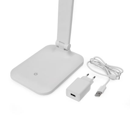 Ρυθμιζόμενη επιτραπέζια LED λάμπα με έλεγχο αφής και θύρα USB REMUS LED/5W/230V, λευκή