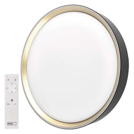 Ρυθμιζόμενο φωτιστικό οροφής LED ILVI LED/30W/230V 2700-6500K διάμ. 40 cm μαύρο/ορείχαλκο + τηλεχειριστήριο