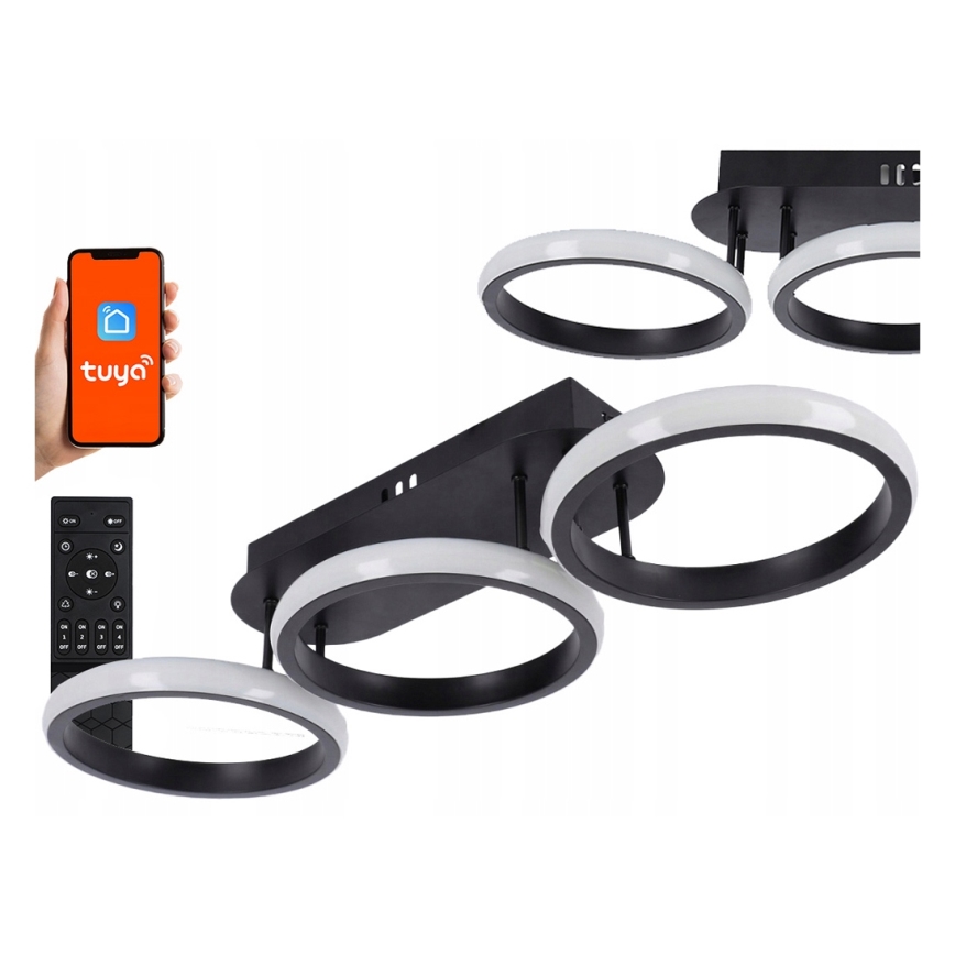 Ρυθμιζόμενο LED φωτιστικό οροφής 30W/230V 3000-6500K μαύρο Wi-Fi Tuya + τηλεχειριστήριο