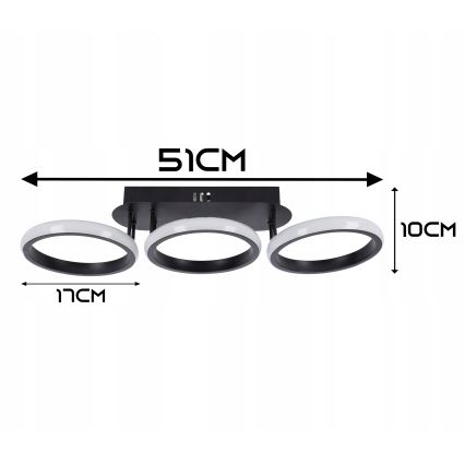 Ρυθμιζόμενο LED φωτιστικό οροφής 30W/230V 3000-6500K μαύρο Wi-Fi Tuya + τηλεχειριστήριο
