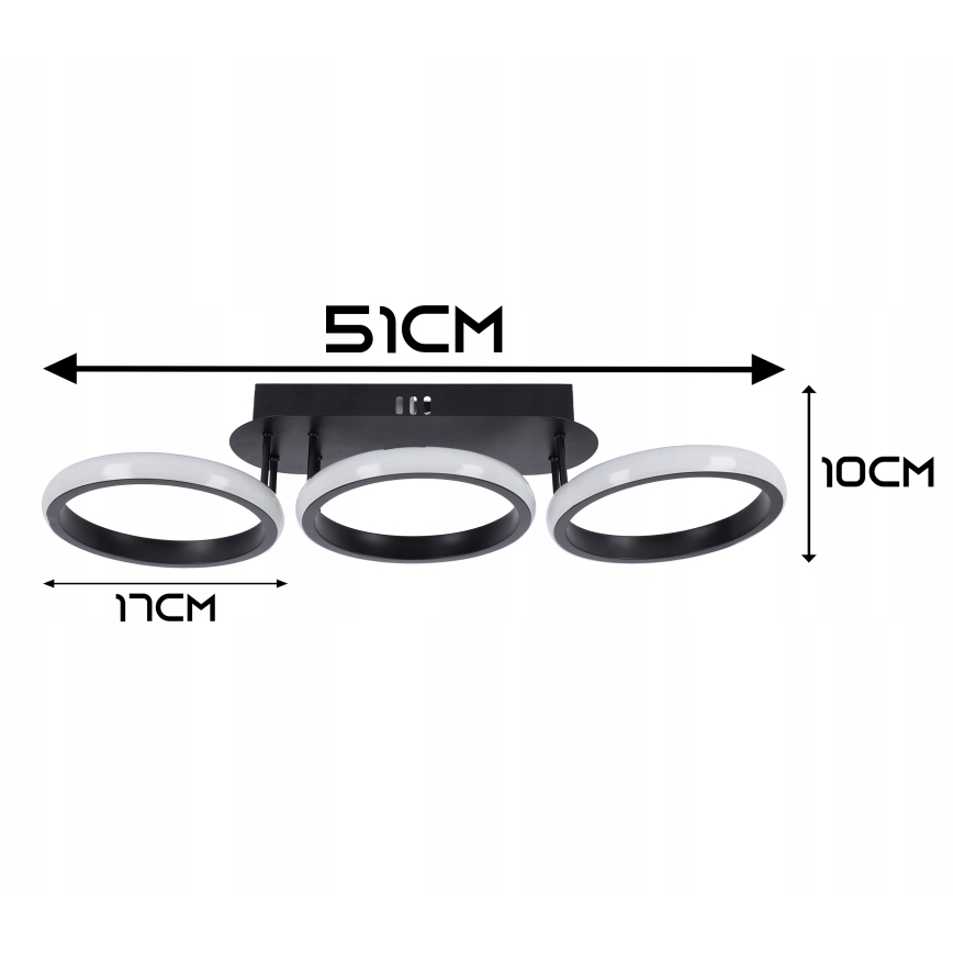 Ρυθμιζόμενο LED φωτιστικό οροφής 30W/230V 3000-6500K μαύρο Wi-Fi Tuya + τηλεχειριστήριο