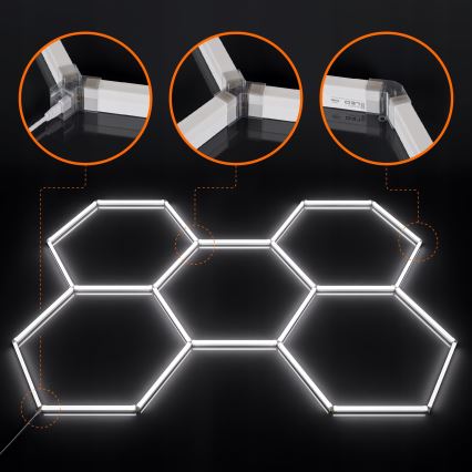 Ρυθμιζόμενο LED φωτιστικό οροφής HEXAGON LED/192W/85-265V 5000K 160x221 cm CRI 90 IP54 λευκό